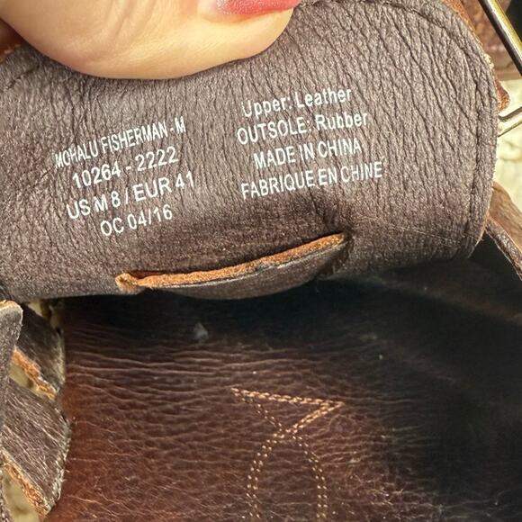 OLUKAI Men's Size 8 Mohalu Fisherman Strappy Comfort Sandal Shoes Brown Leather - Picture 5 of 10